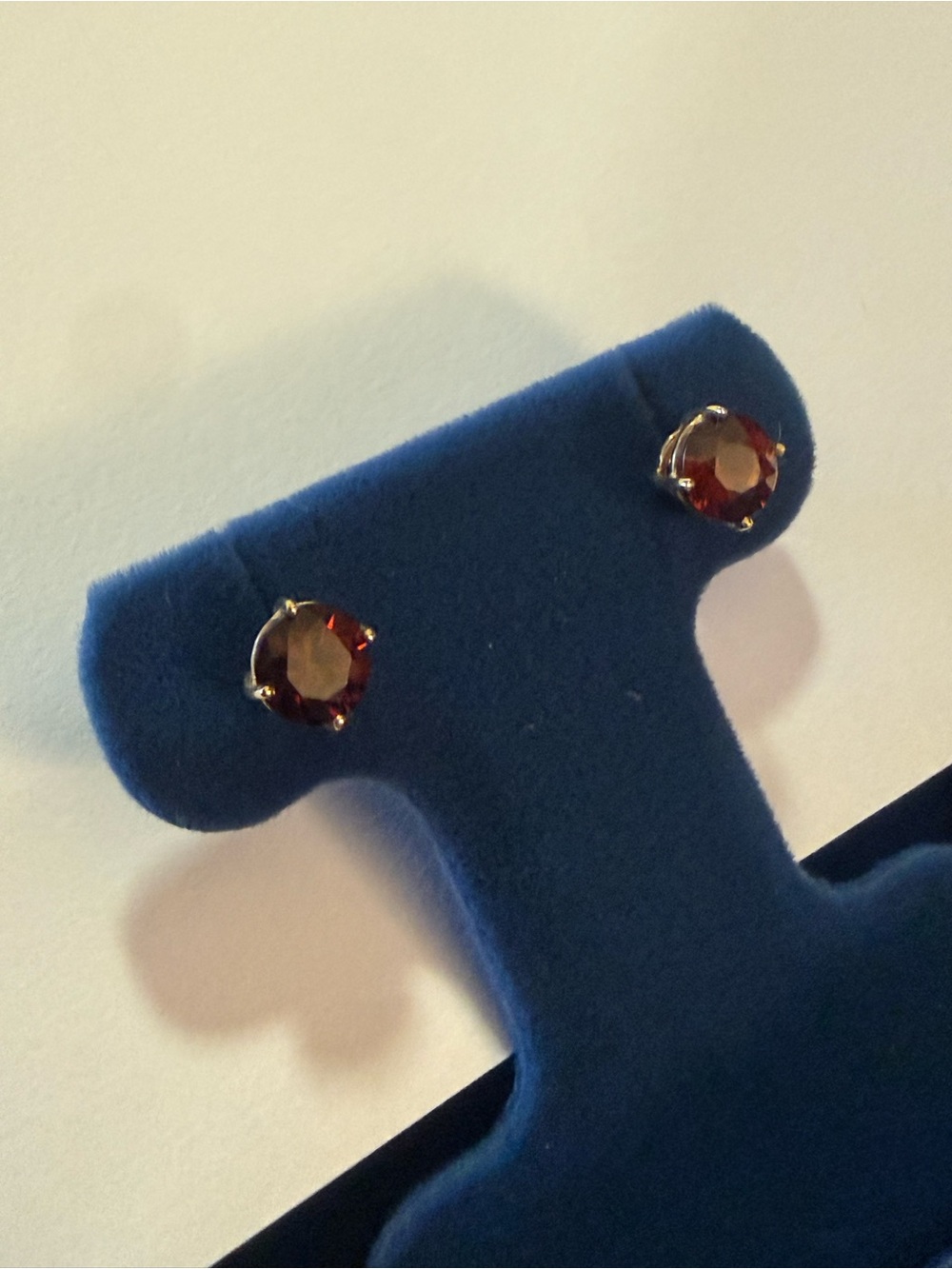 14kt gold stud earrings - 2.40ctw red zircon